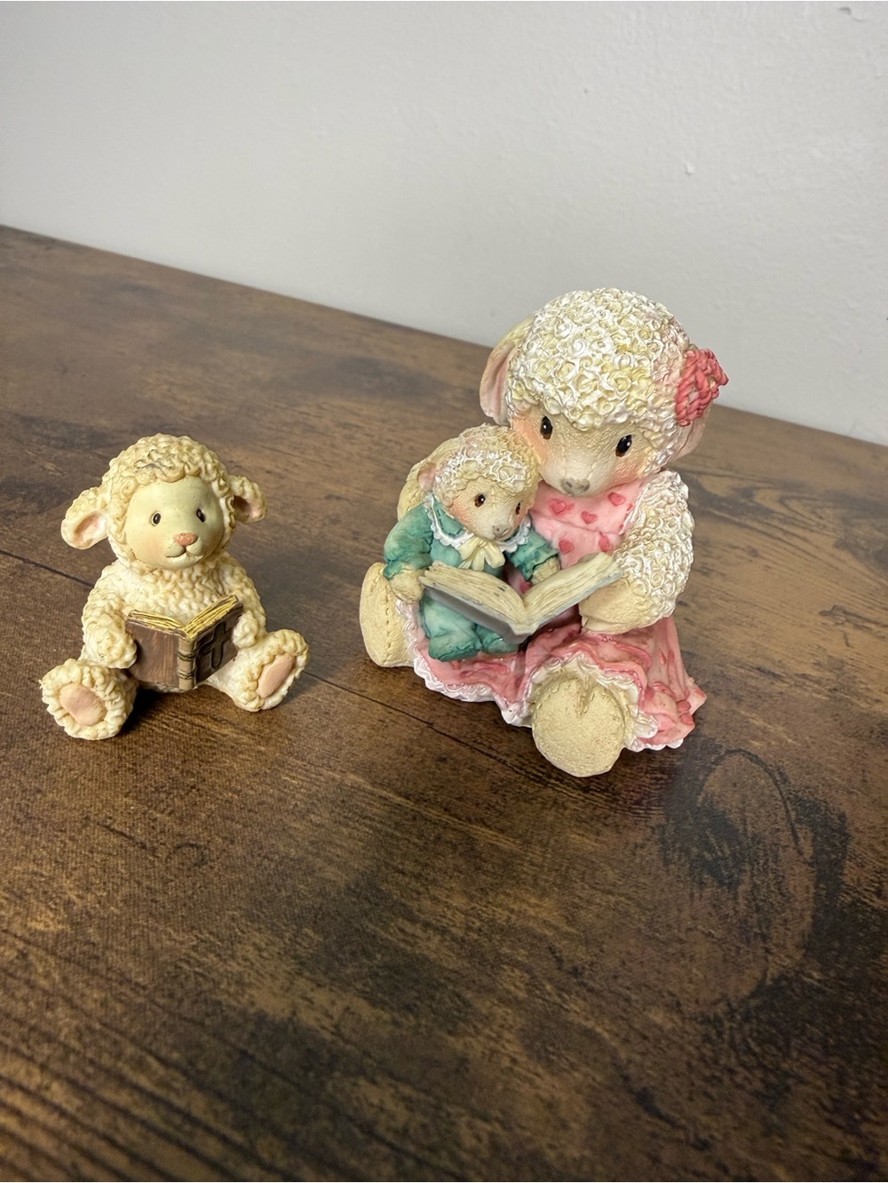 Vintage 1996 "Baby's First Bedtime Story" Lamb Resin Figurine + Bonus Lamb